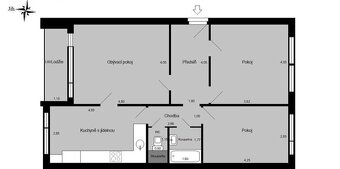 Nabízíme k pronájmu byt o dispozici 3+1 a výměře 84 m2 ve zv