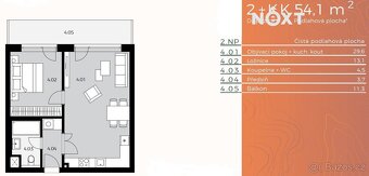 Moderní byt 2+kk 54 m² se sklepem 2 m², terasou 11 m² a park