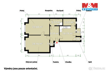 Nabízíme k pronájmu prostorný a světlý byt 2+1 o velikosti c