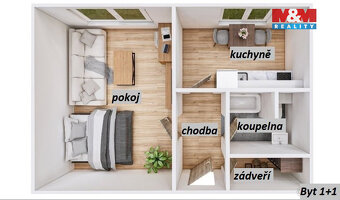 Nabízíme k dlouhodobému pronájmu velice pěkný byt o dispozic
