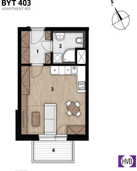 Nabízíme k pronájmu byt 1+kk s balkonem a venkovním parkovac