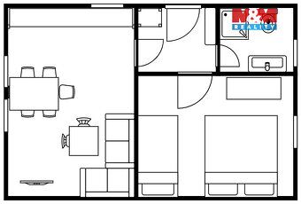 Nabízíme k pronájmu útulný byt 2+kk o užitné ploše 42 m², si