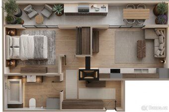 Slunný byt 2+kk s velkou terasou (16 m²), parkovacím stání a