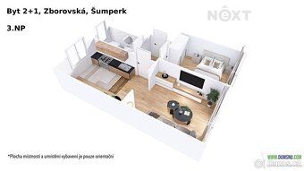 Nabízíme k pronájmu světlý byt o dispozici 2+1 v klidné a vy