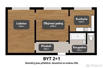 Nabízíme ke koupi světlý byt 2+1 o velikosti 44,44 m² v Ostr