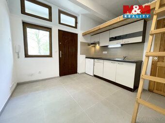 Pronájem prostoru 1+kk (18 m²) v cihlovém domě na Smíchově, 
