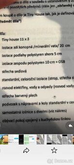 Zánovní Tiny house 11×3 m, stáří 1 rok, původní cena 750k, v