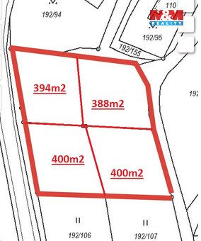 Nabízím k prodeji zahrady o výměře 394 m², 388 m², 400 m² a 