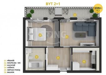 Nabízíme vám ke koupi krásný prostorný byt 2+1 v klidné část