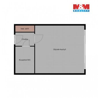 Nabízíme k pronájmu byt 1+kk o velikosti 25 m² ve 2. nadzemn