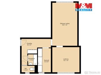 Prodej bytu 2+1 v osobním vlastnictví o užitné ploše 51m² v 
