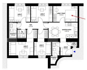 Nabízíme k pronájmu dvoulůžkový pokoj o výměře 11,5m2 určený