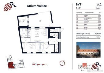 Pronájem, byty/3+kk, 99 m2, P. Bezruče 1268, 69142 Valtice, 