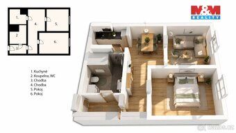 Představujeme vám k prodeji byt o dispozici 2+1, 47 m² se sk