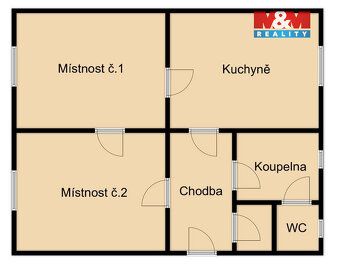 For sale bright flat 2+1 of 63 sqm in brick house on outskirts