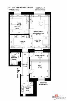 Pronájem, byty/3+kk, 74 m2, Máchova 1221/6, 30100 Plzeň, Plz