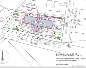 Predaj pozemku 949 m² v Starých Nechaniciach s projektom na rodinne dvojdomy