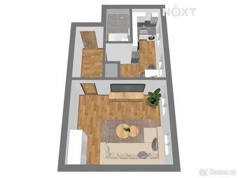 We offer for sale an apartment of layout 1+1 in private ownership