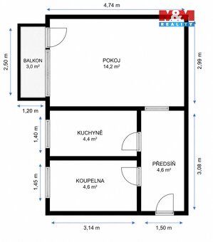 Nabízíme k dlouhodobému pronájmu byt 1+1 v klidné části měst