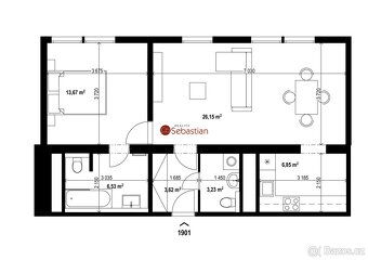 Apartment 2+1 on the 19th upper floor after complete reconstruction of about 
