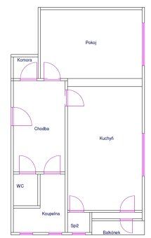 I offer for rent an apartment on the 3rd floor at Budějovická St. No. 1