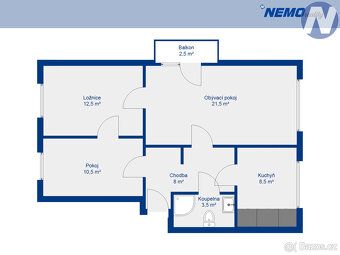 We offer for rent a very sunny and nicely arranged apartment 3 + kk with balcony and floor…
