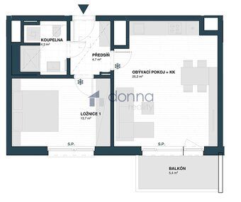 Nabízíme pronájem bytu 2+kk, o ploše 52m² + balkon, v 9. pod