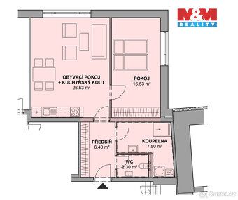 We offer for rent an apartment of layout 2+kk in the center of Letohrad