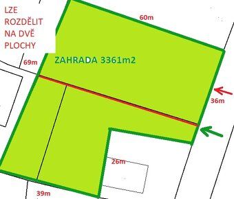 Pronajmu zahradu o výměře 3 361 m2, umístění ve středu obce,