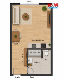 Prodej bytu 1+kk o užitné ploše 26 m² v panelovém domě v kli