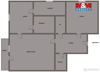 Pronájem prostorného bytu 2+1 o užitné ploše 59 m² v 8. patř