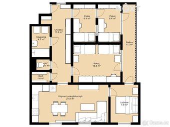 Sale of cooperative apartment 3+kk (currently arranged as 4+kk) with garden, loggia, garage…