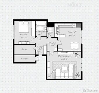 We offer for sale a spacious 2+1 apartment with usable area of 80 m2