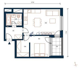 We offer for rent a nice apartment 2+kk / loggia, area 54m², in