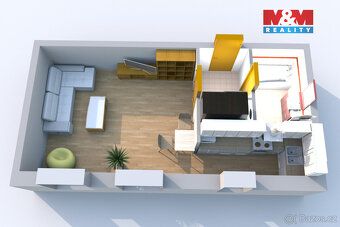 Pronájem světlého bytu 1+kk (29 m²) v klidné části Kolína v 