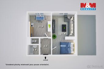 Nabízíme k dlouhodobému pronájmu útulný byt o dispozici 1+1 
