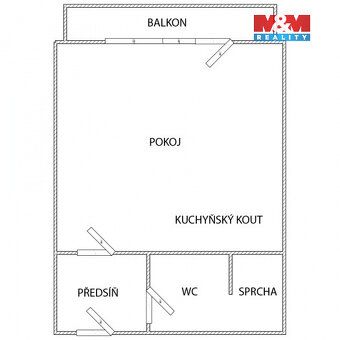 For sale apartment 1+kk with usable area of 30 m² in a prefab panel building in Ostrava's…