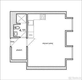 Nabízím k pronájmu hezký slunný byt 1+kk o velikosti 30 m², 