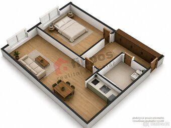 Nabízíme k pronájmu útulný byt 2+kk o velikosti cca 45 m² v 