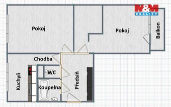 Nabízíme k prodeji bytovou jednotku 2+1 o velikosti 57 m2 v 