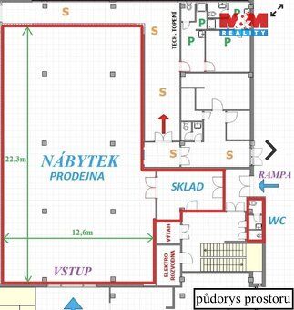 Lease of commercial space 291 m² in the center of Rychnov nad Kn