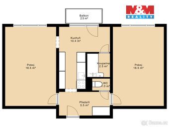 Nabízíme k prodeji byt 2+1 o podlahové ploše 56 m², nacházej