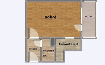 Pronájem bytu 1+kk Ostrava Poruba, Opavská. Velikost bytu je
