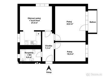 Prostorný 3+kk (81 m²) s balkonem v cihlovém domě po revital