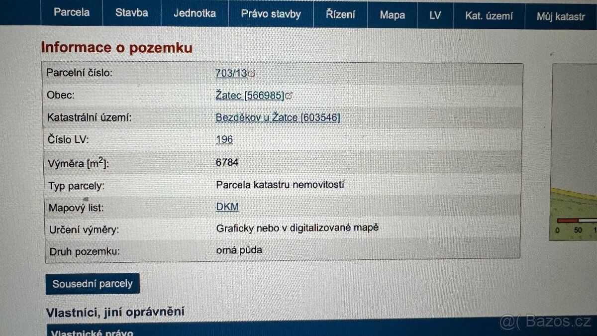 Nabízíme k prodeji pozemek v katastrálním území Bezděkov u Ž