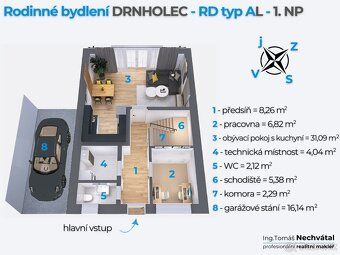 Novostavba rodinného domu 5+kk o podlahové ploše 118 m², s k
