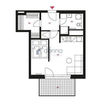 Nabízíme pronájem světlého bytu 1+kk, 44m2 + balkon 7,5m2, k