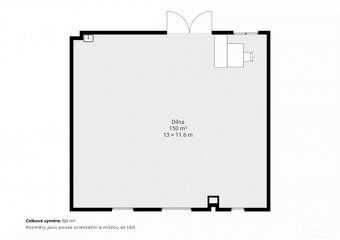 Nabízíme k pronájmu dílnu o podlahové ploše cca 150 m² s výb