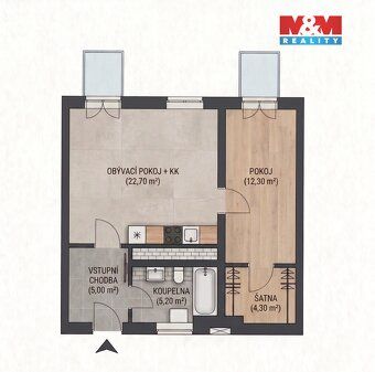 Nabízíme družstevní byt o ploše 56 m² (včetně 2 x 2 m² balko