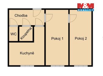 Nabízíme k prodeji byt o dispozici 2+1 a užitné ploše 54 m²,